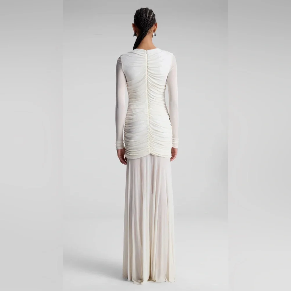 A.L.C. fawn ruched mesh maxi dress in off white color - Picture 4 of 4